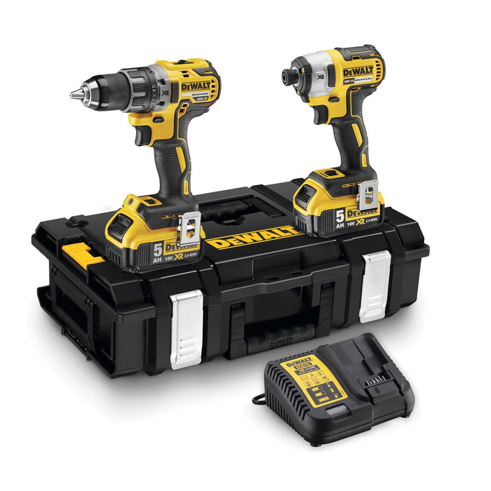 DCK266P2 18 Volt Brushless Cordless Combi and Impact Driver Kit, 2 x 5.0Ah Batteries