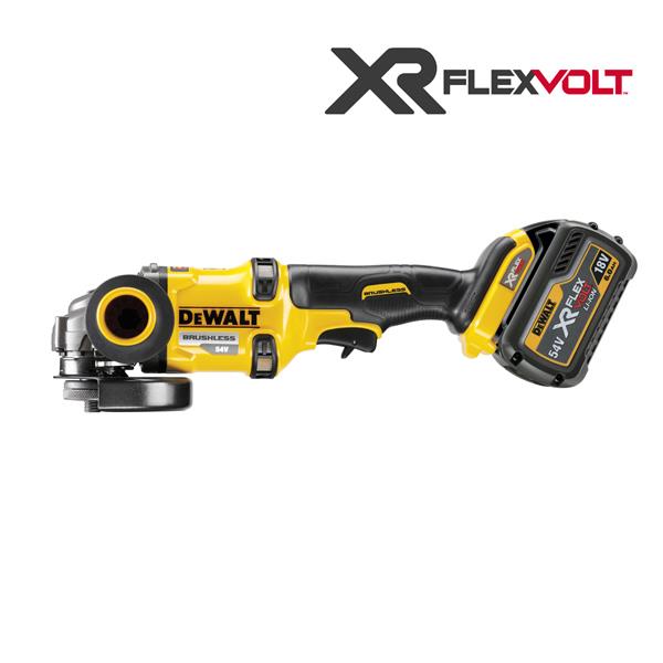 DeWALT DCG414T2 125mm 54 Volt XR Flexvolt Angle Grinder Kit, 2 x 6.0 Ah Batteries