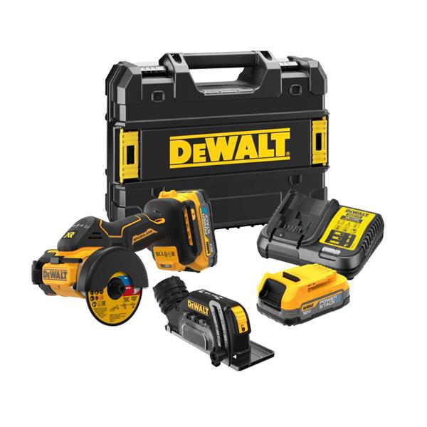 DCS438E2T 18V XR Brushless 76mm Mini Circular/Cut Off Saw, 2x18v Compact Powerstack Batteries