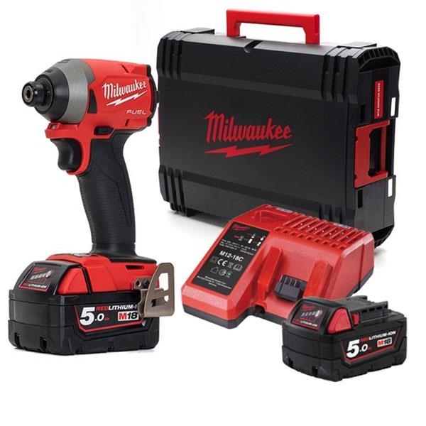 M18FID2-502X 18 Volt Fuel 1/4" Hex Impact Driver, 2 x 5.0Ah Batteries