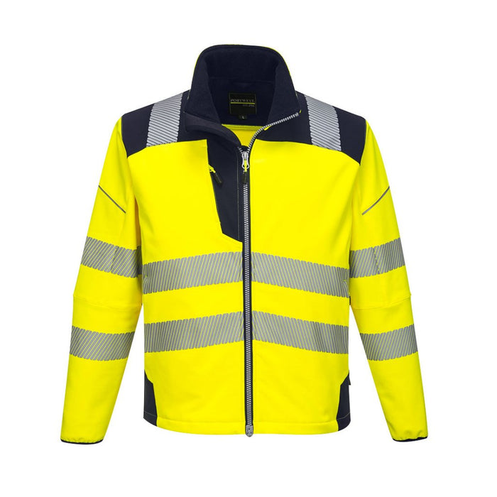 T402 - PW3 Hi-Vis Softshell Jacket Yellow/Dark Navy