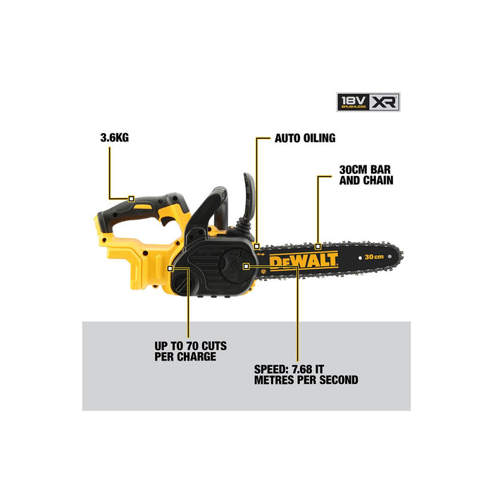 DCM565N-XJ 18V XR Brushless 30cm Chainsaw, Bare Unit