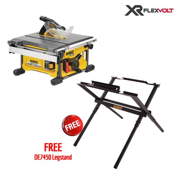 DeWALT DCS7485T2 54 Volt XR Flexvolt Cordless Table Saw Kit, 2 x 6.0Ah Batteries with DE7450 Legstand