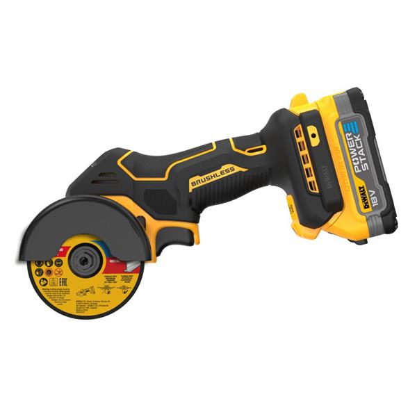 DCS438E2T 18V XR Brushless 76mm Mini Circular/Cut Off Saw, 2x18v Compact Powerstack Batteries